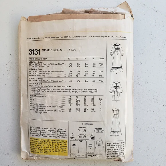 McCall's Vintage Long Sleeve Dress Pattern - Picture 2 of 12